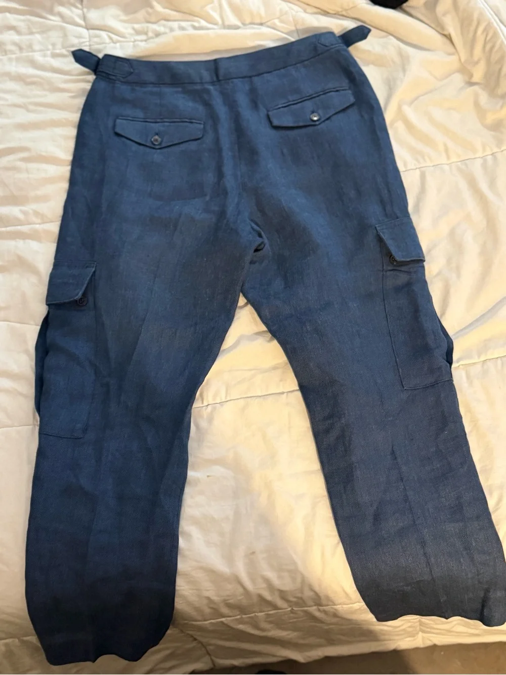 Banana Republic Blue Linen Cargo Pants – Slim Utility Trousers